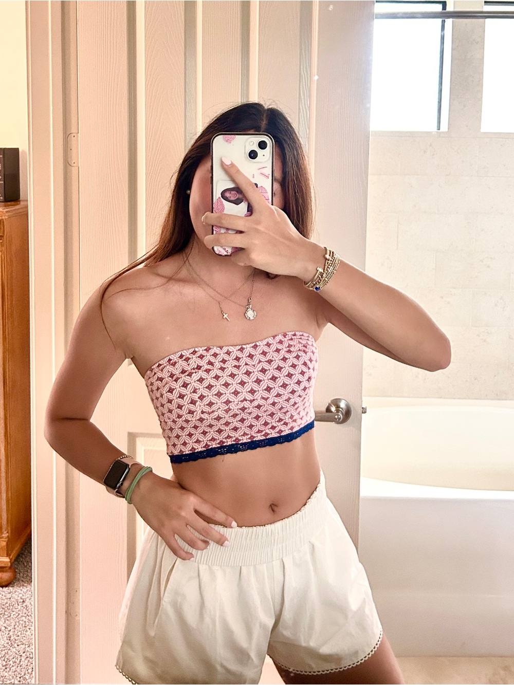 Gilly Hicks Pink Crochet Bandeau Top